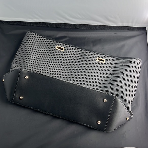 New Lo & Sons 15” Seville Shell in Dk Grey Perforated Saffiano Leather - Picture 5 of 6